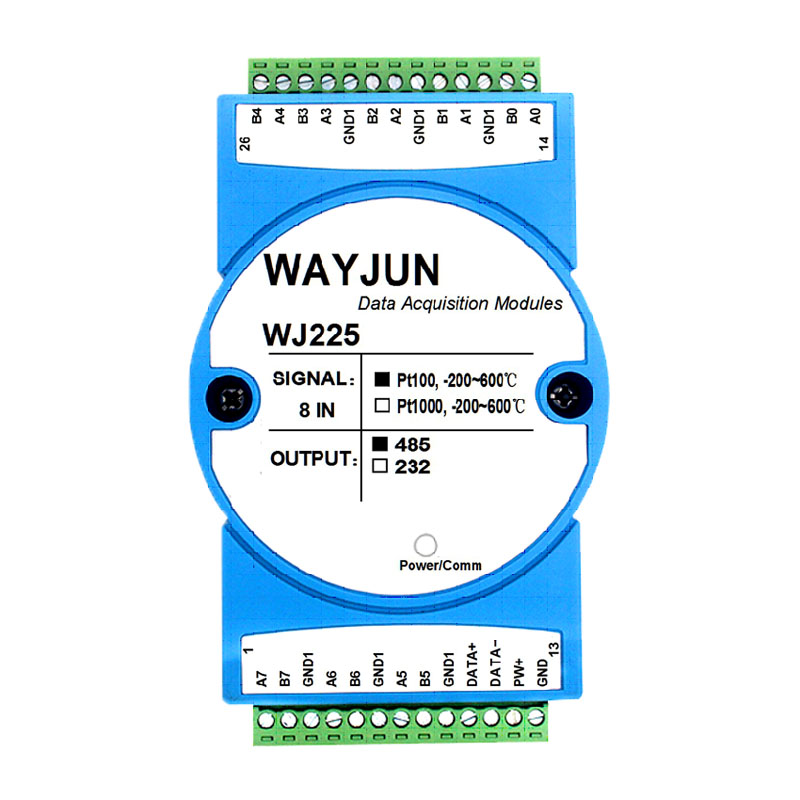 8通道Pt100/Pt1000轉(zhuǎn)RS-485/232，熱電阻溫度Modbus數(shù)據(jù)采集模塊 WJ225