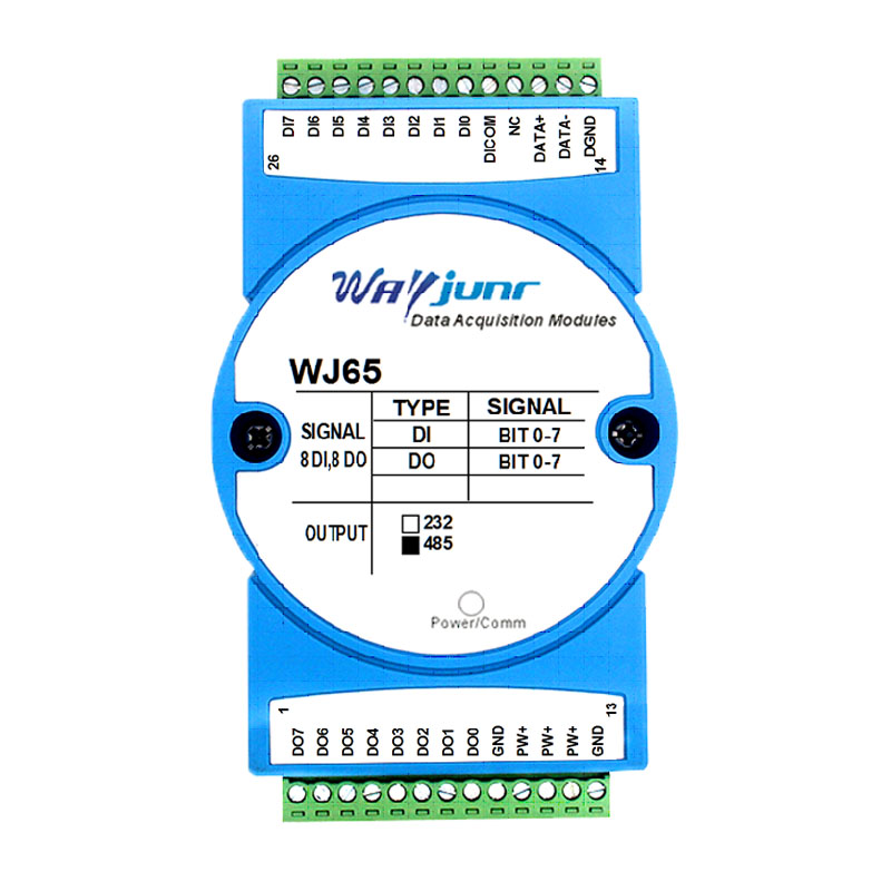 八路DI八路DO，開(kāi)關(guān)量隔離轉(zhuǎn)RS-485/232，數(shù)據(jù)采集遠(yuǎn)程I/O模塊 WJ65