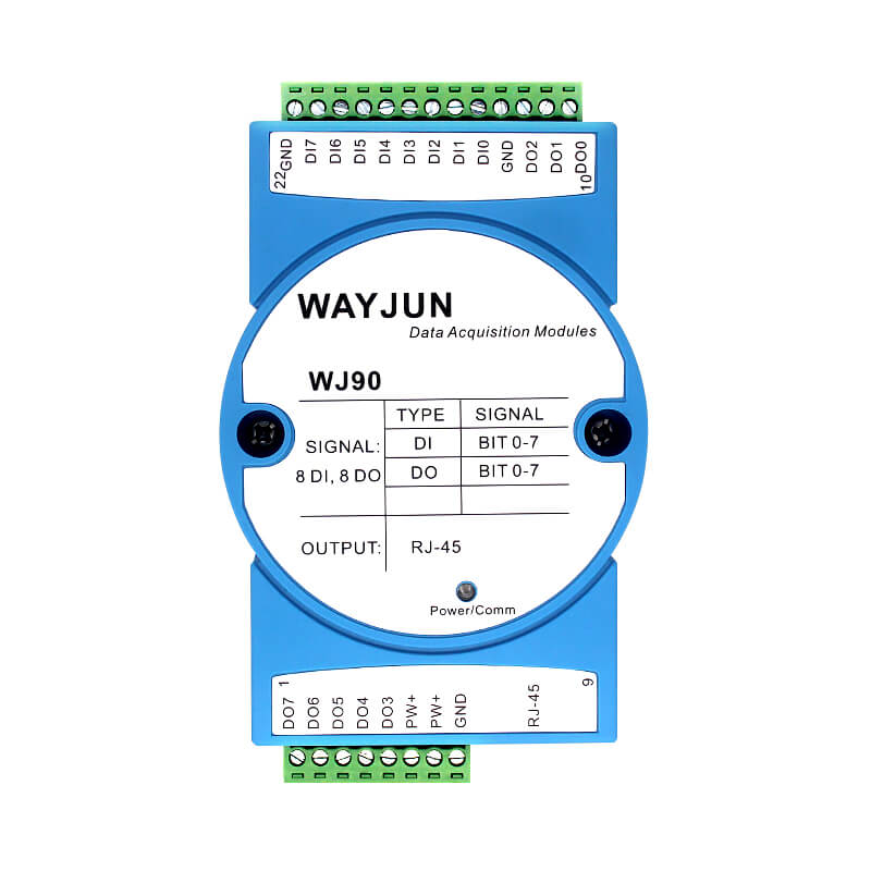 八路DI八路DO，開關(guān)量遠(yuǎn)程IO模塊，Modbus TCP數(shù)據(jù)采集模塊 WJ90