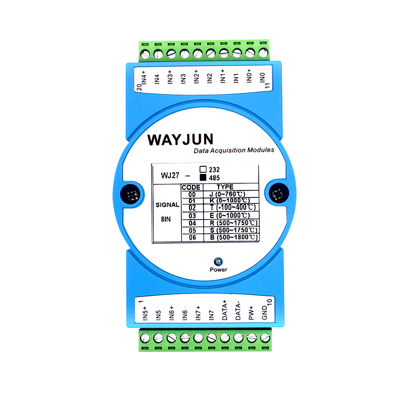 WJ27系列 8路熱電偶信號(hào)轉(zhuǎn)RS-485/232，遠(yuǎn)程數(shù)據(jù)采集遠(yuǎn)程IO模塊