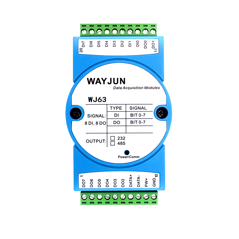 8路DI高速計(jì)數(shù)器，8路DO支持PWM輸出，Modbus RTU模塊 WJ63